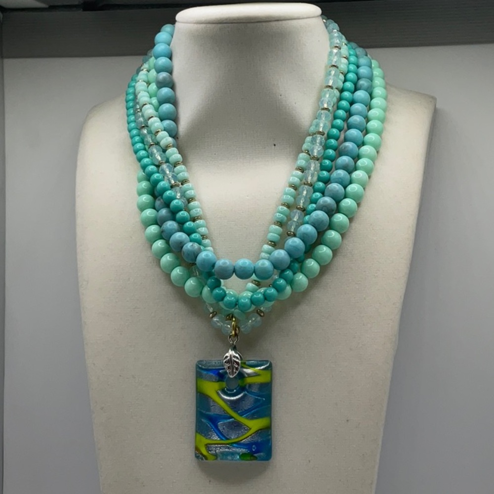 Ann Taylor Factory Blue Multistrand Necklace
